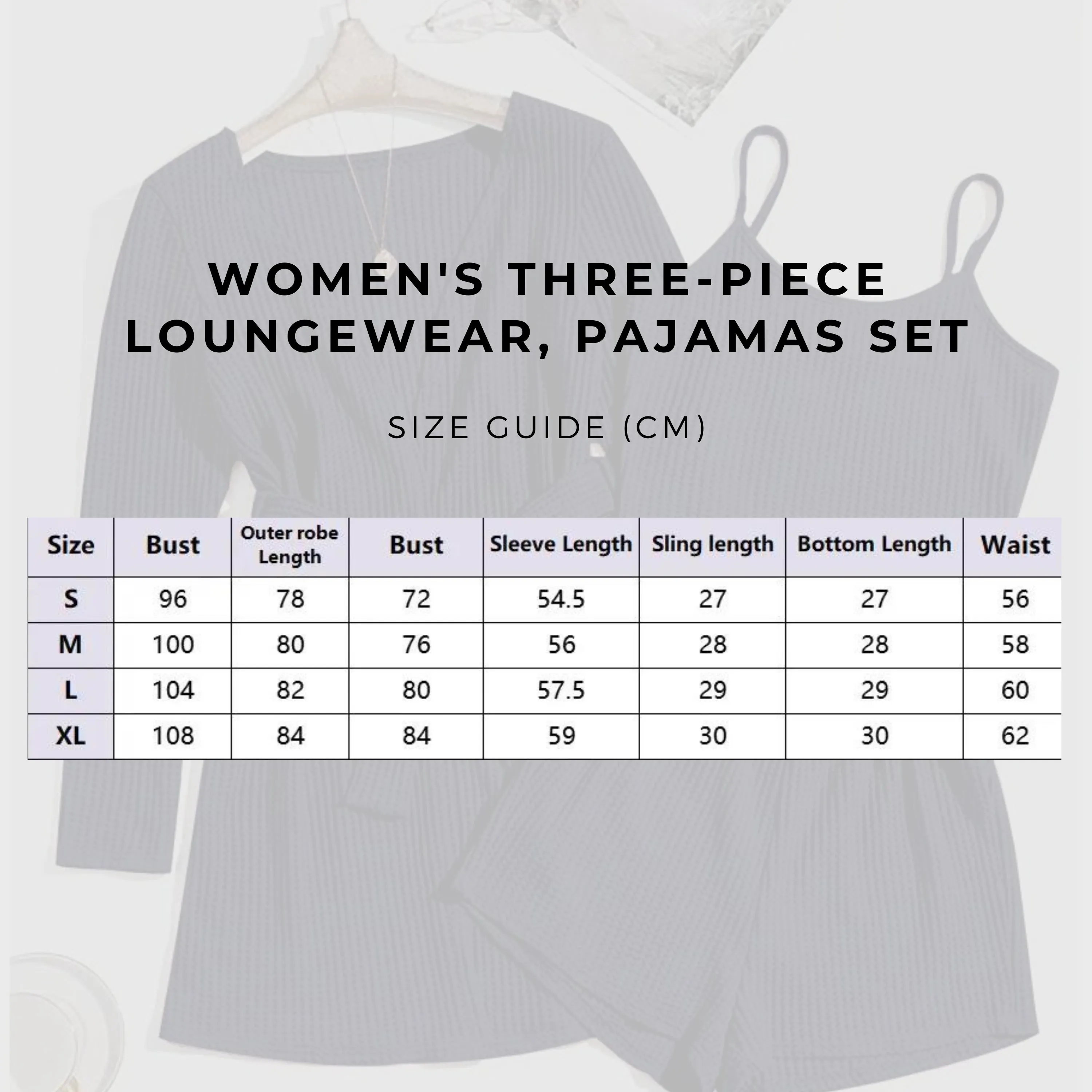 Women's Three-piece Loungewear, Pajamas Set