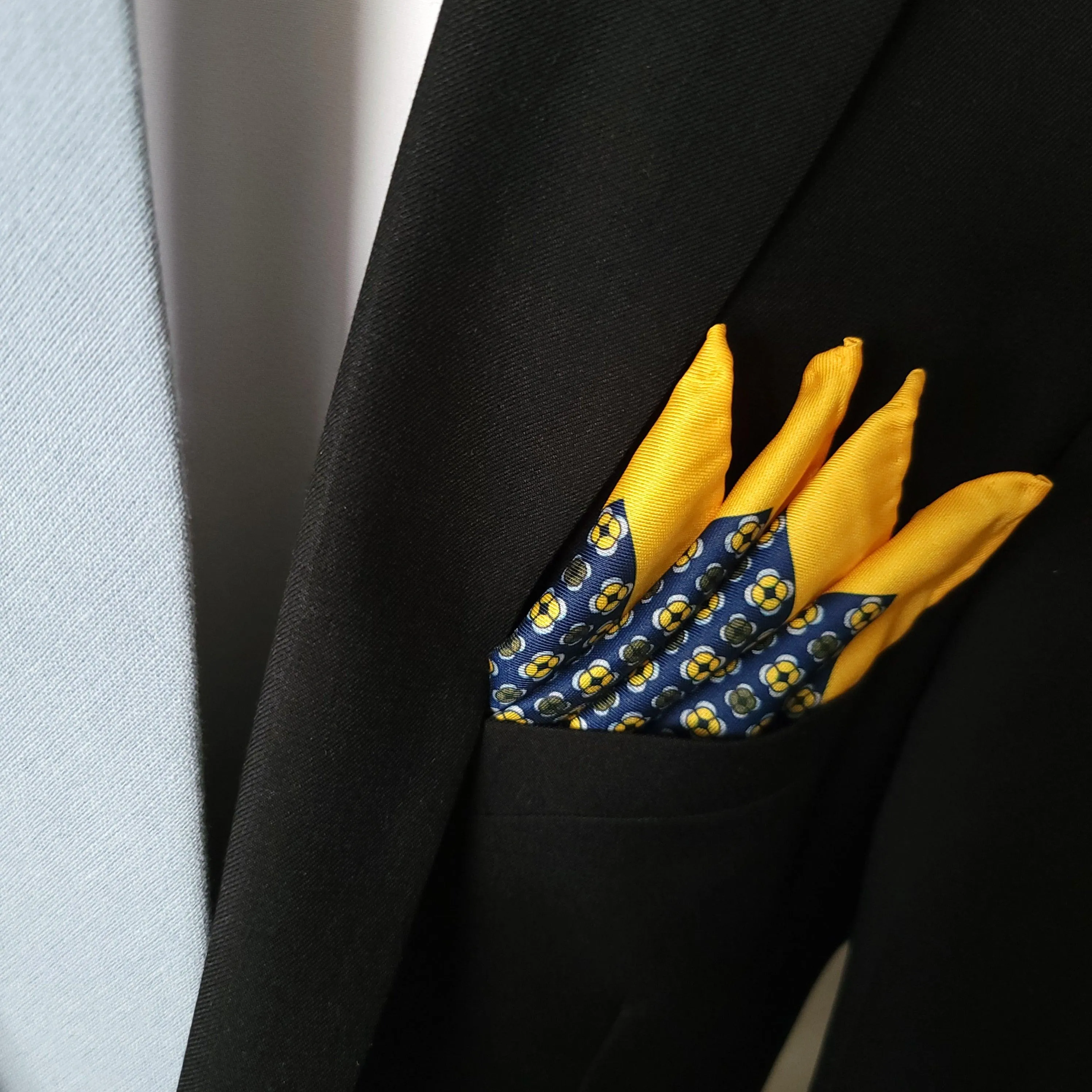 Yellow Blue Stylish and Elegant Silk Pocket Square